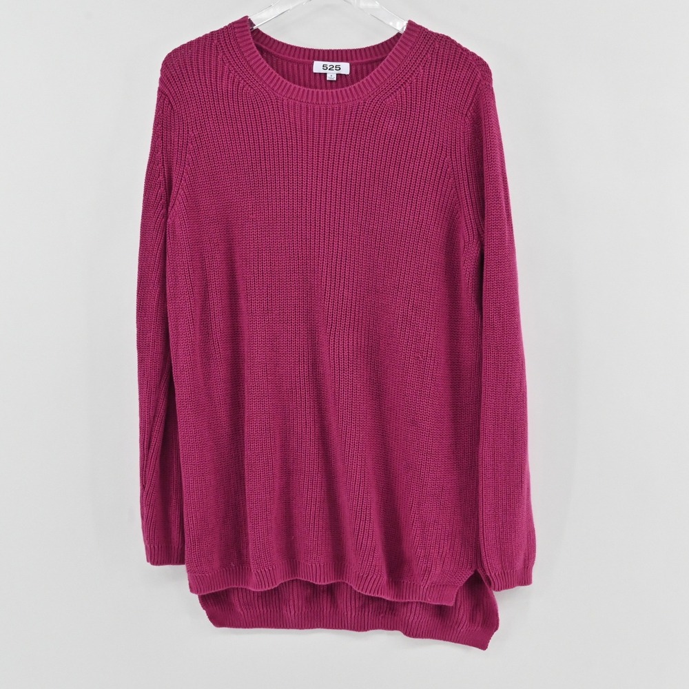525 America Shaker Knit Sweater Womens Size S Magenta Pink Cotton Pullover
